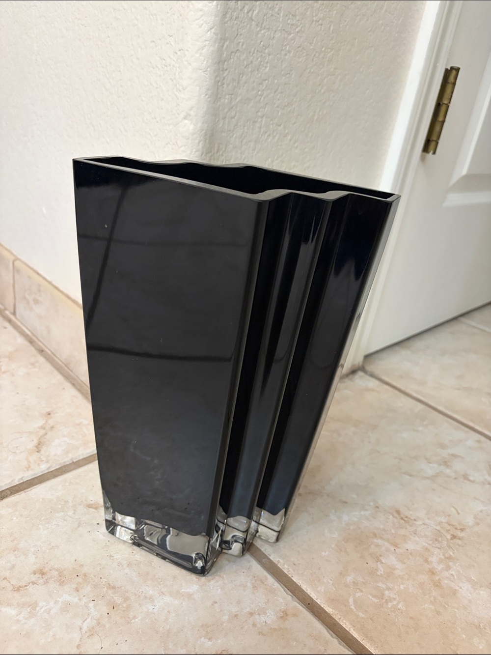 Black Art Glass Vase - 8 inches wide 10.5 tall.